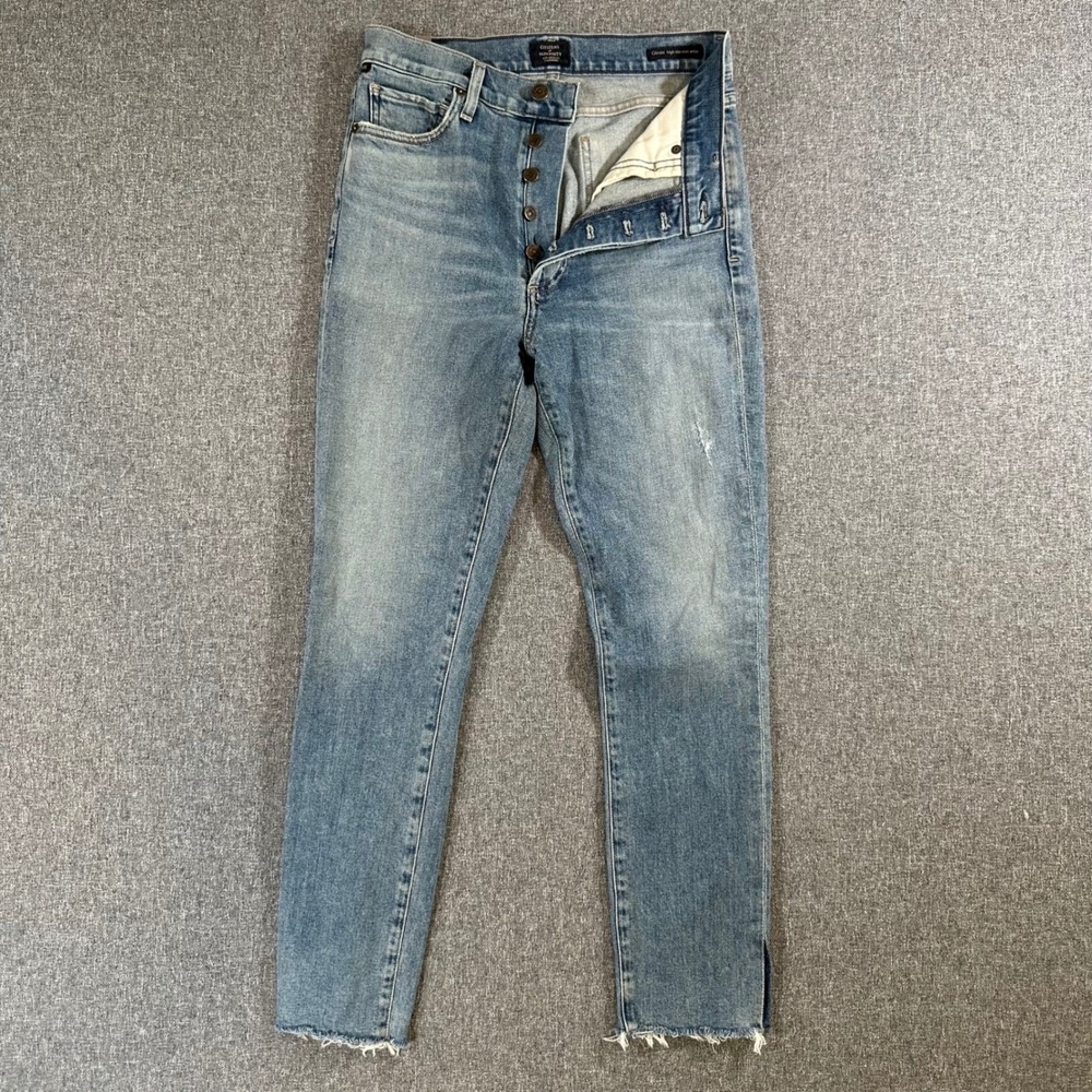 Citizens of Humanity Olivia High Rise Slim Ankle Jeans Blue Size 26 Raw Hem